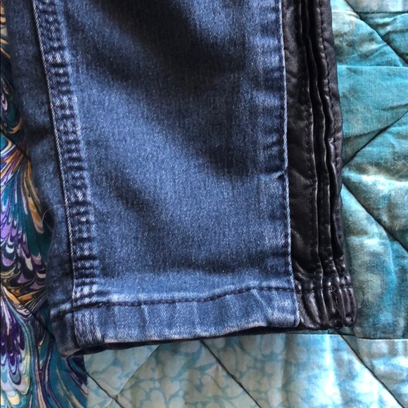 Free People Dark Wash Knee Fade Leather Pin Pant - Picture 8 of 8